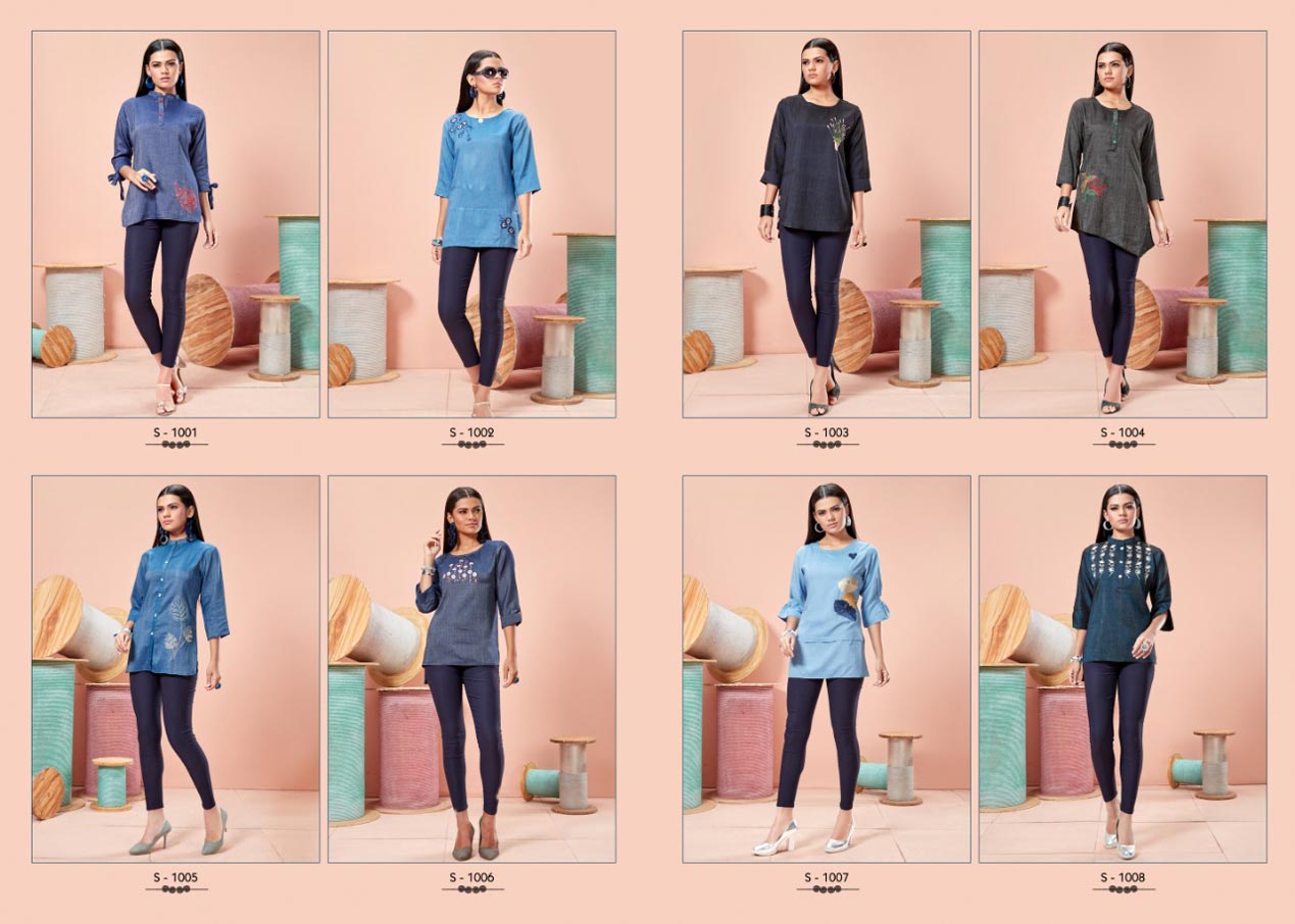 Rida Designer Denim Pure Silk Tops by Kalki Fashion Rida Designer Denim Pure Silk Tops by Kalki Fashion